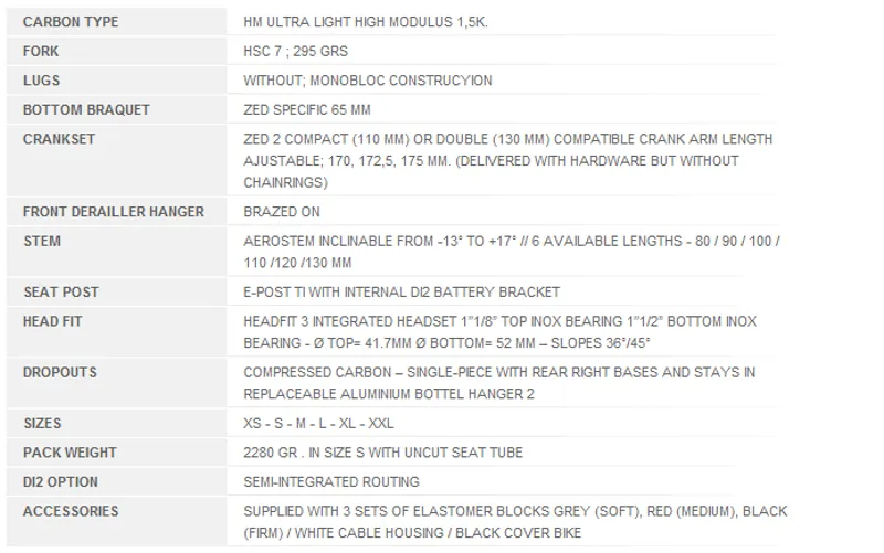 Look 695 Light Frame spec