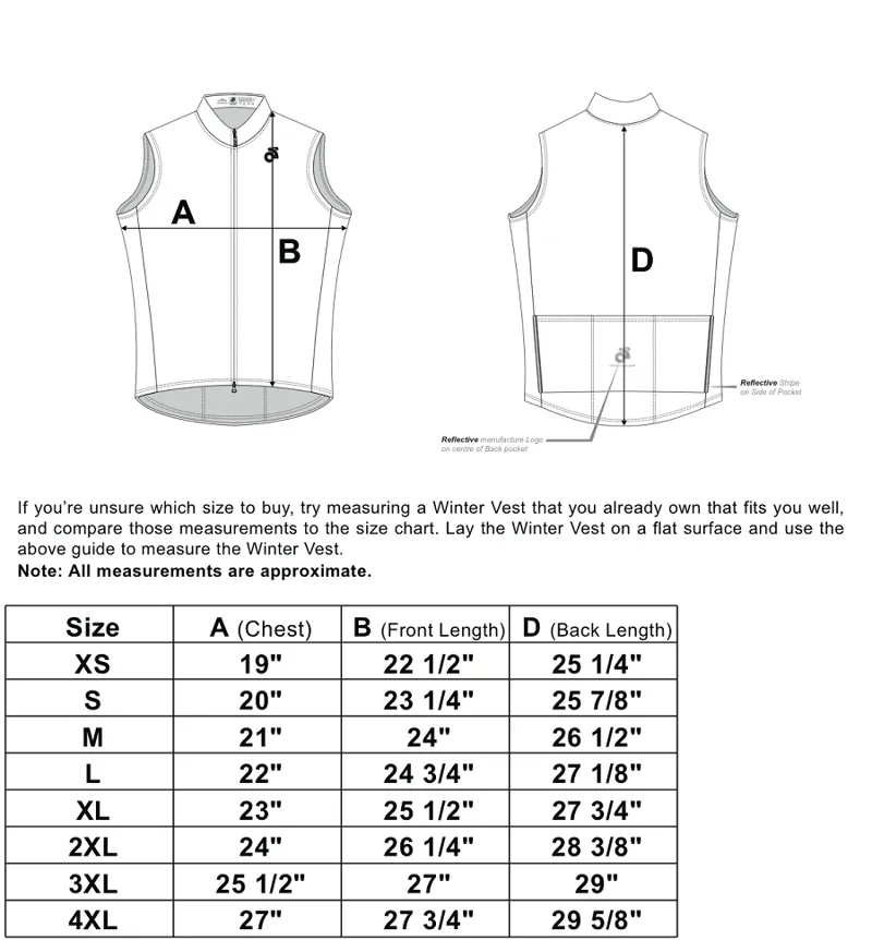 700 Gilet Size Guide