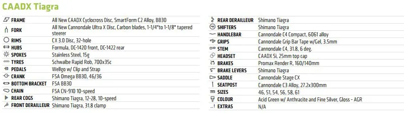 cannondale caadx size guide