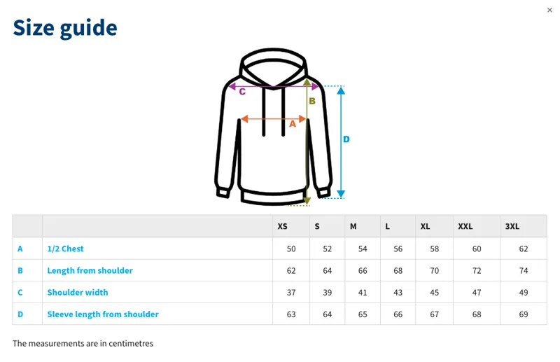 Campag Hoody Sizing