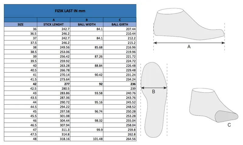 fizik shoe sizes