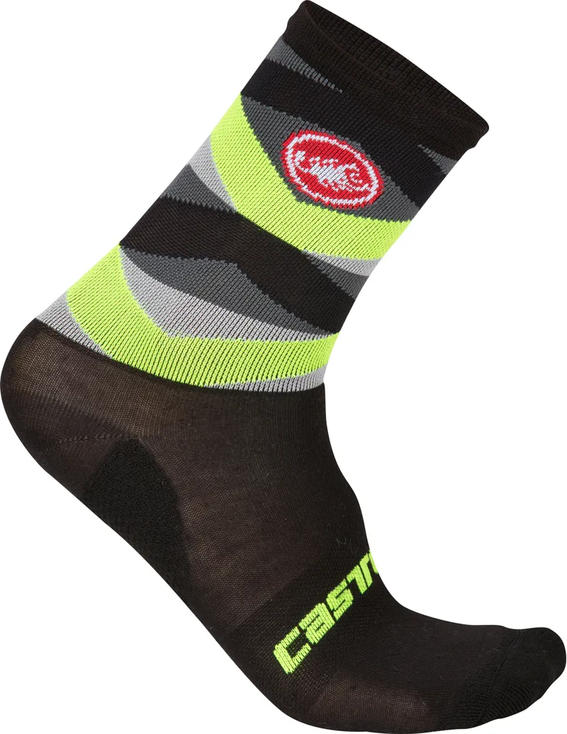 Castelli Fatto 12 Sock : Black / Yellow Fluo
