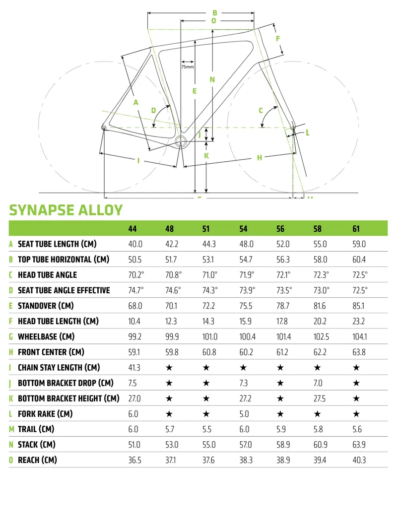 Cannondale Size Chart