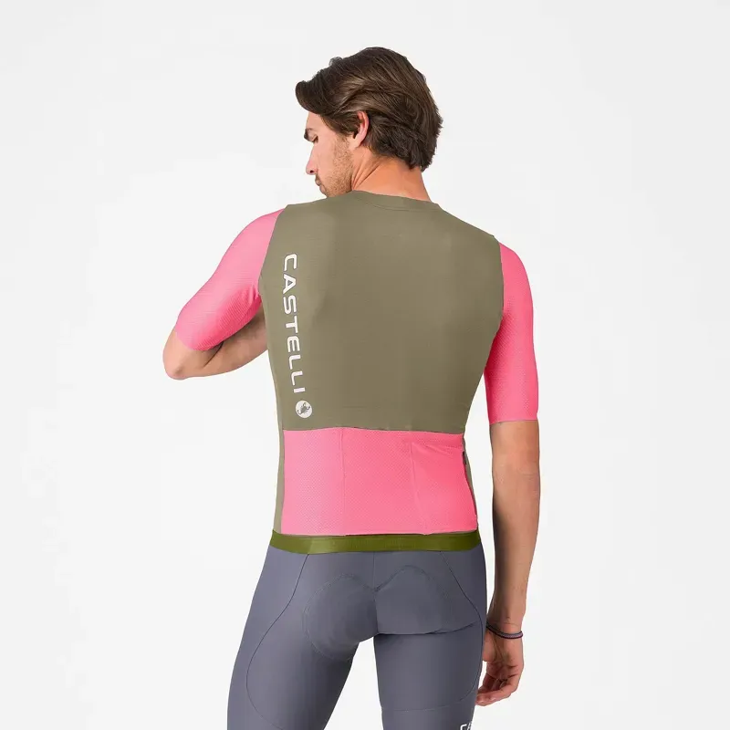 Castelli Corretto Jersey in Elmwood / Rosa Giro / White-1