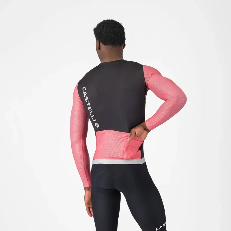 Castelli Corretto Long Sleeve Jersey : Black / Rosa Giro / Silver Moon-1