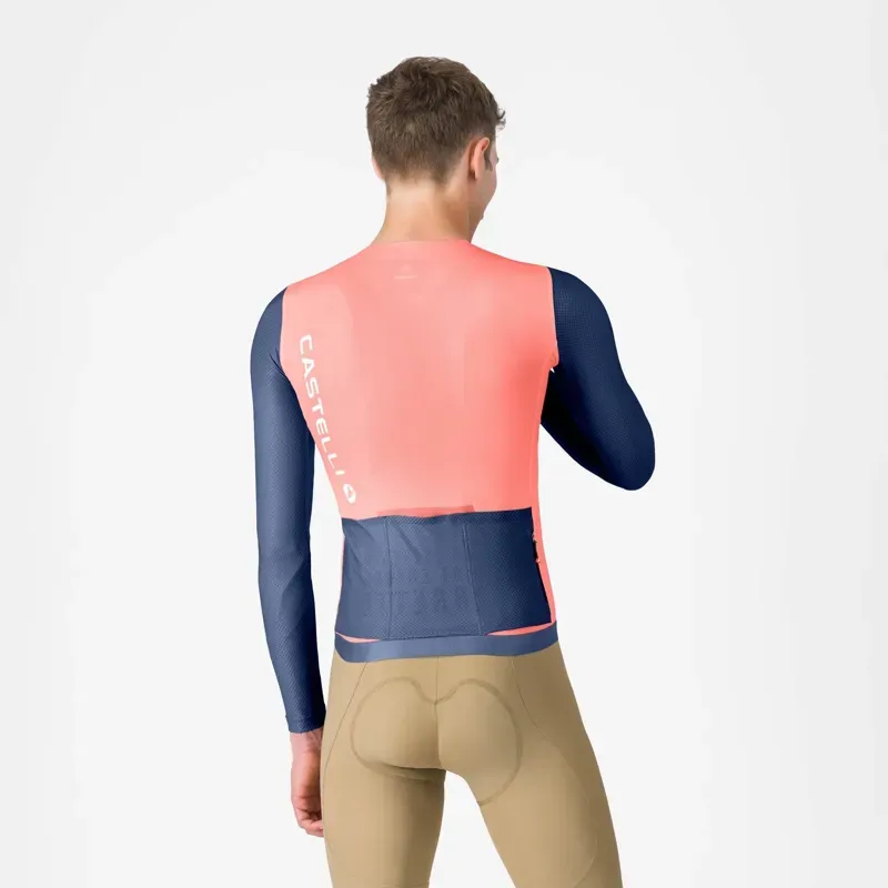 Castelli Corretto Long Sleeve Jersey in Brilliant Pink / Belgian Blue-1