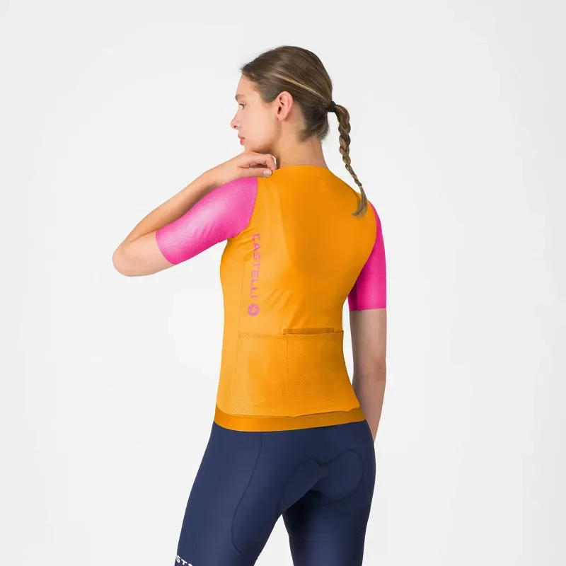 Castelli Corretto Women's Jersey in Vivid Orange / Violet Pink-1
