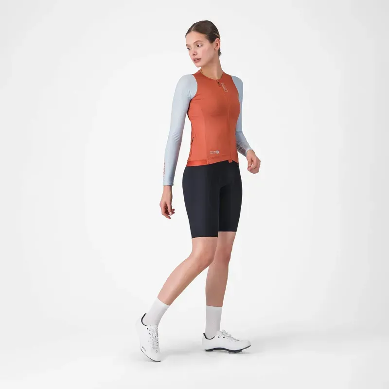 Castelli Corretto Women's Long Sleeve Jersey in Paprika / Winter Sky-5