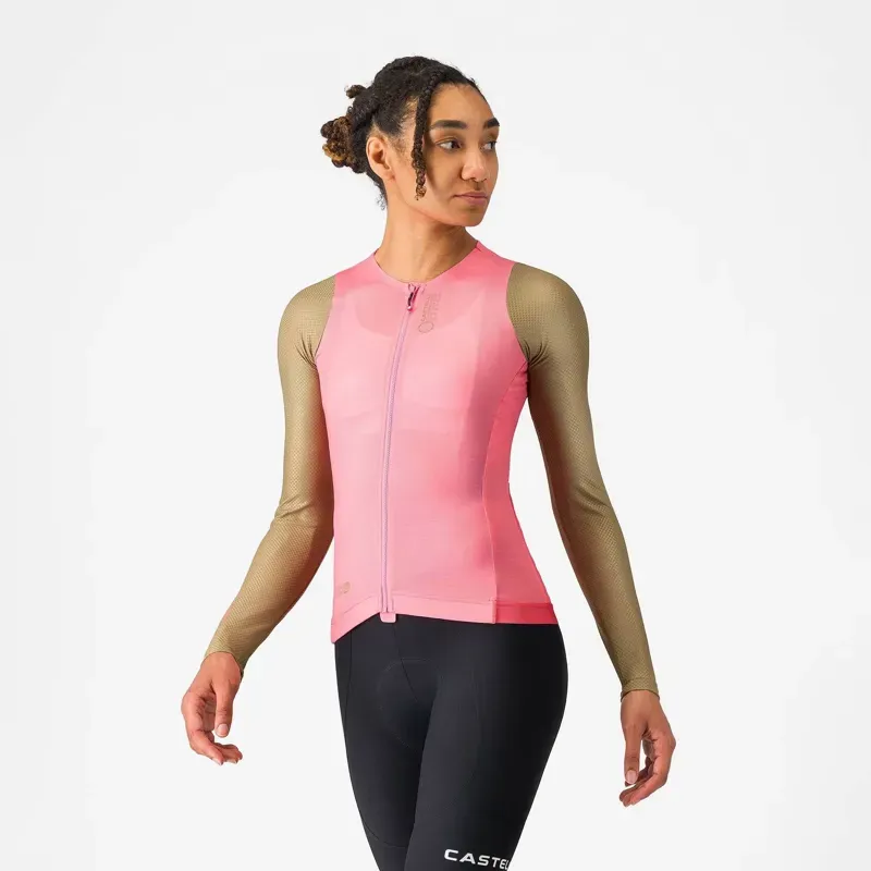 Castelli Corretto Women's Long Sleeve Jersey in Rosa Giro/Elmwood