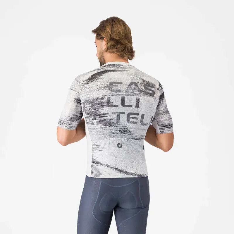 Castelli Stratus Logo Jersey in White / Smoky Grey-2