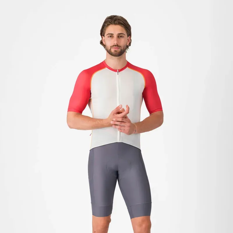 Castelli Unlimited Endurance 3 Jersey in Ivory / Rich Red -2