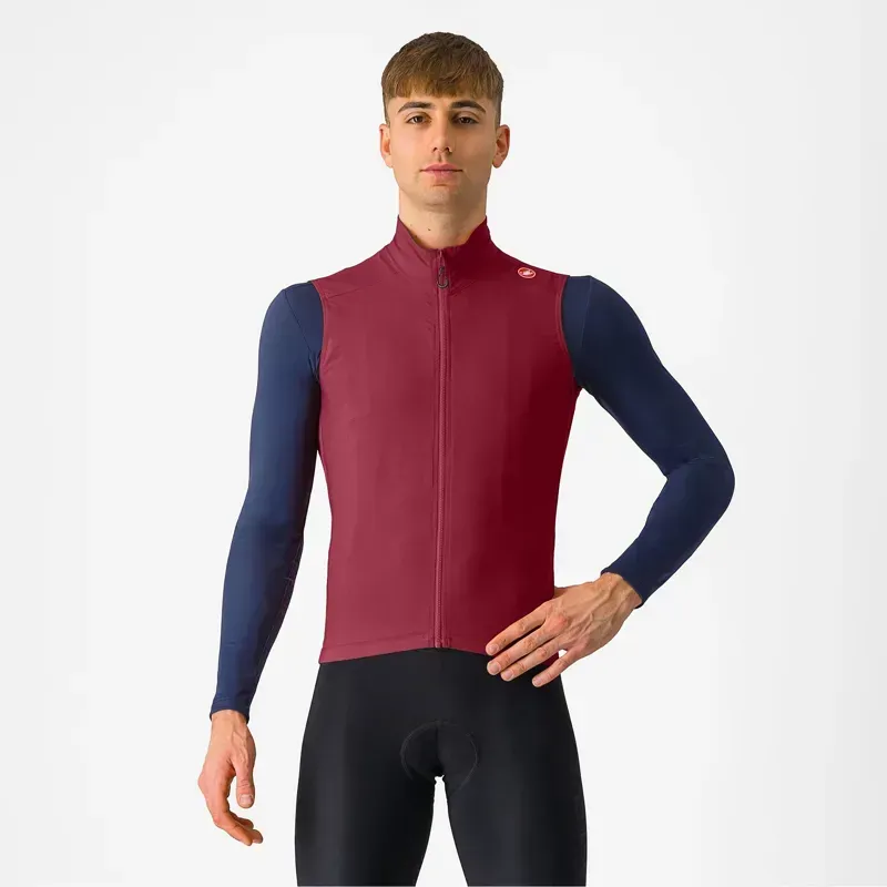 Castelli Espresso Men's Wind Vest In Deep Bordeaux