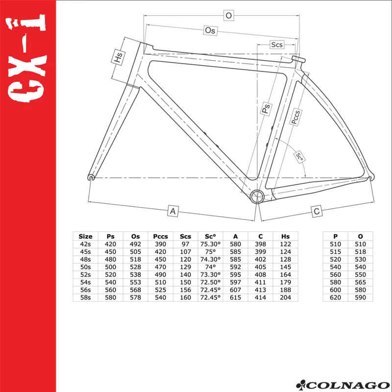 Colnago K Zero Size Chart