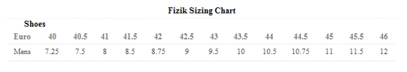 Fizik Size Guide