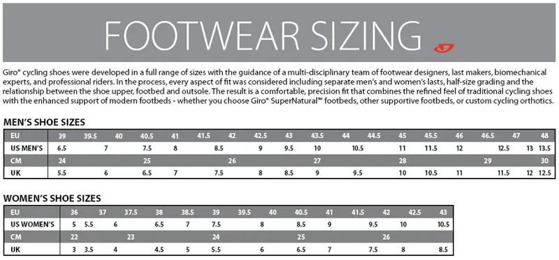 Bontrager Size Chart Shoes