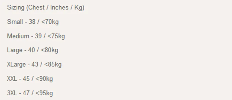 Le Col Size Guide