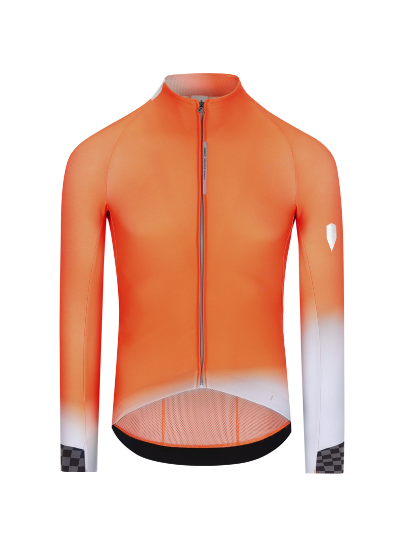 Q36.5 Gregarius Hybrid Collar Fade Long Sleeve Jersey : Poppy Orange