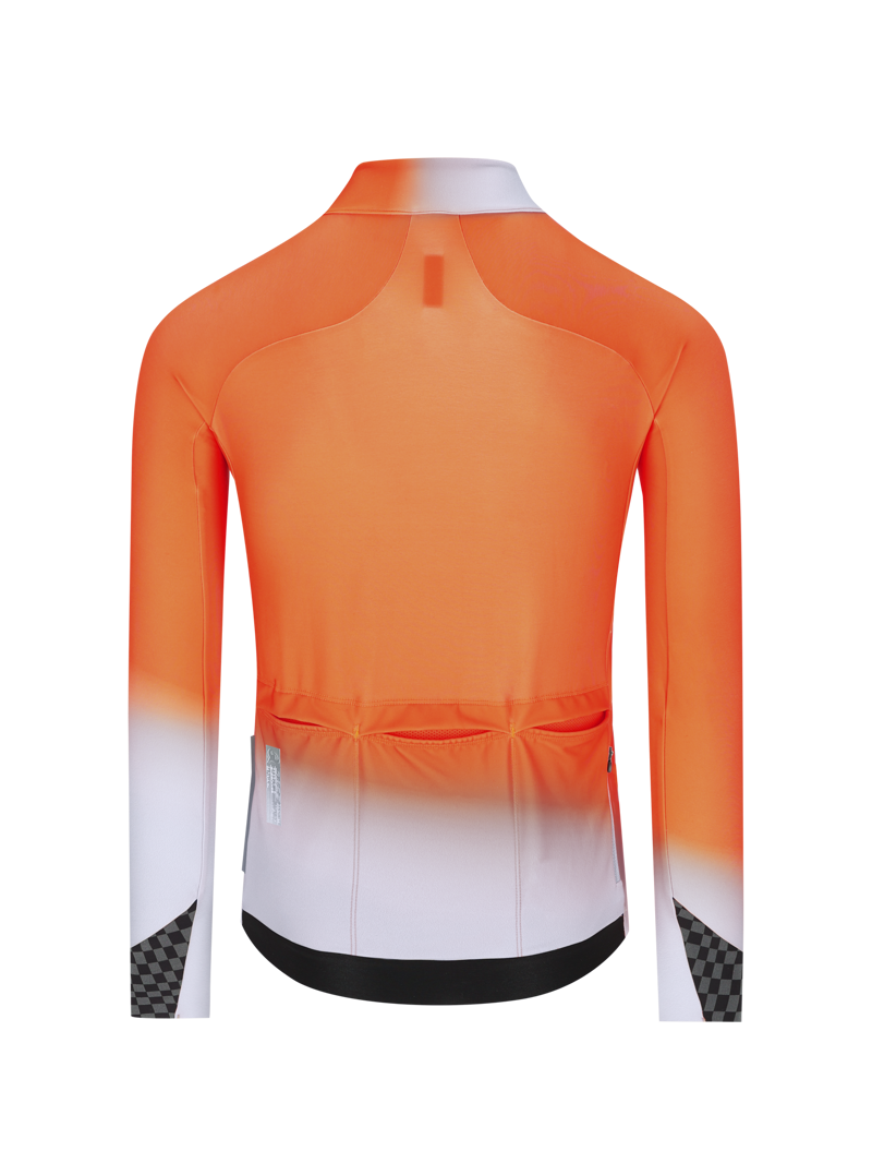 Q36.5 Gregarius Hybrid Collar Fade Long Sleeve Jersey : Poppy Orange-1