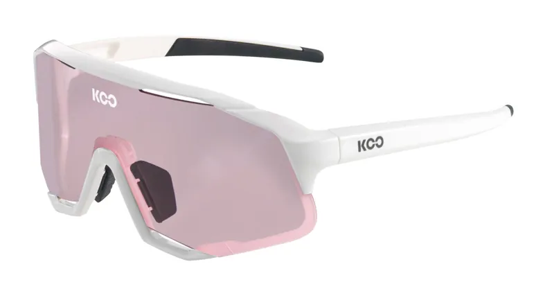 KOO Demos Unisex Sunglasses : White with PHOTOCHROMIC Pink lens