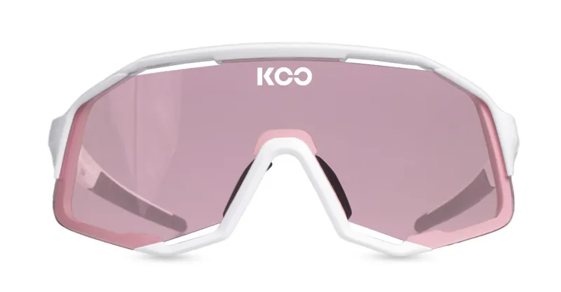 KOO Demos Unisex Sunglasses : White with PHOTOCHROMIC Pink lens-1