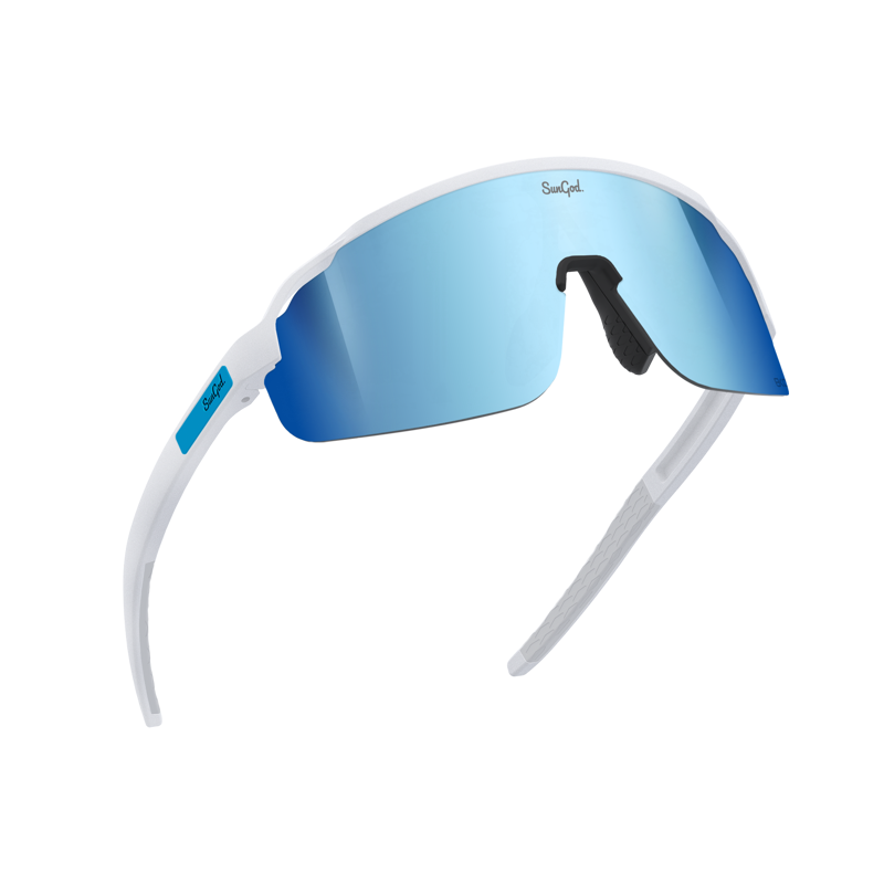 SunGod FORTY2s : Matte White Frame with 8KO Silver Blue Lens