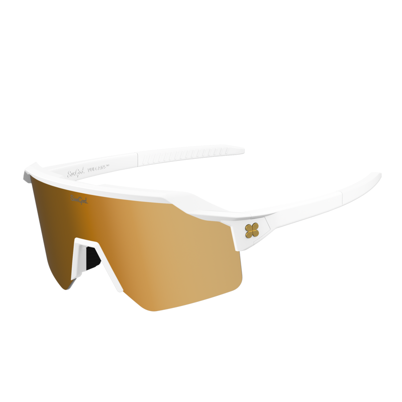 SunGod VULCANS Sunglasses : 8KO Matte White with Gold Lens