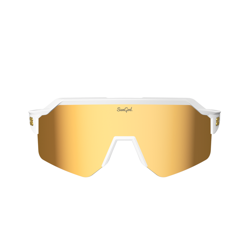 SunGod VULCANS Sunglasses : 8KO Matte White with Gold Lens-1