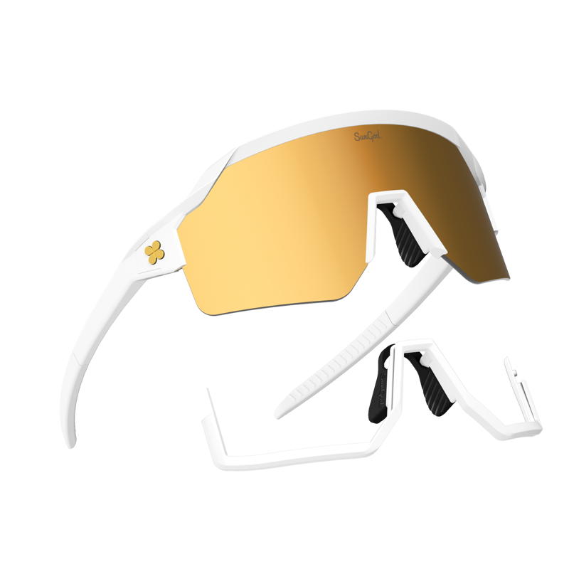 SunGod VULCANS Sunglasses : 8KO Matte White with Gold Lens-2