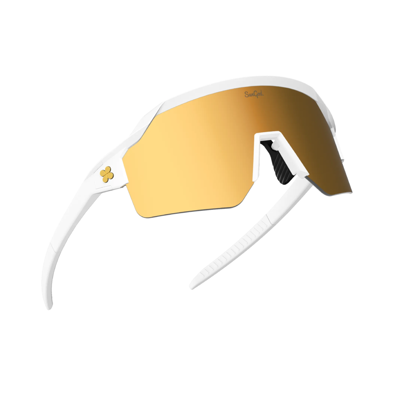 SunGod VULCANS Sunglasses : Matte White with 8KO Gold Lens