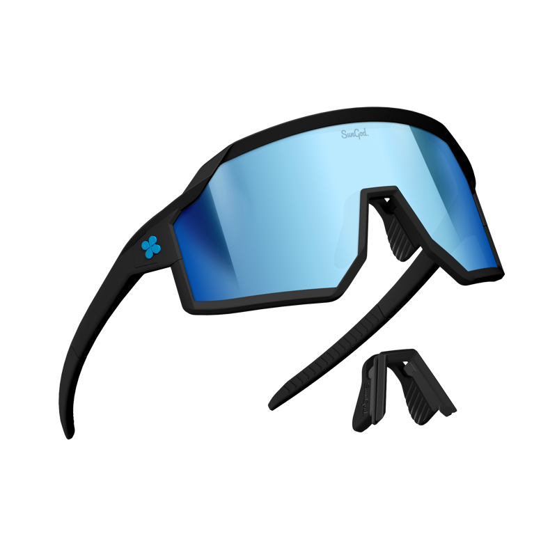 SunGod Vulcans FF Sunglasses : Matte Black with 8KO Silver Blue Lens