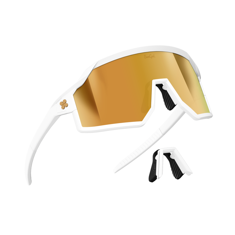 SunGod VULCANS FF Sunglasses : Matte White with 8KO Gold Lens