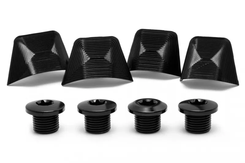 Absolute Black Dura Ace R9100 Chainring Bolt Covers in BLACK-1