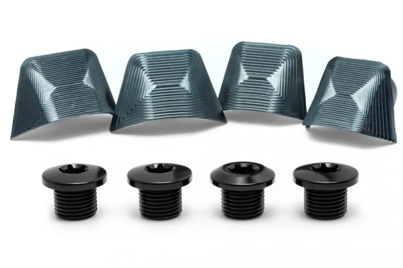Absolute Black Dura Ace R9100 Chainring Bolt Covers in GREY-1