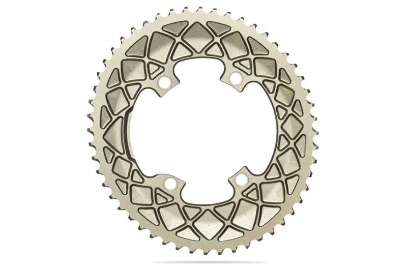 Absolute Black ROAD Oval Chainrings Shimano R9100 / R8000 : CHAMPAGNE