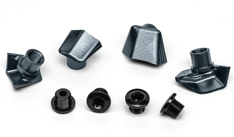 Absolute Black Ultegra R8000 Chainring Bolt Covers in GREY-1