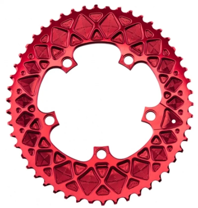 Absolute Black ROAD Oval SRAM Chainrings 110x5 HIDDEN BOLT in RED