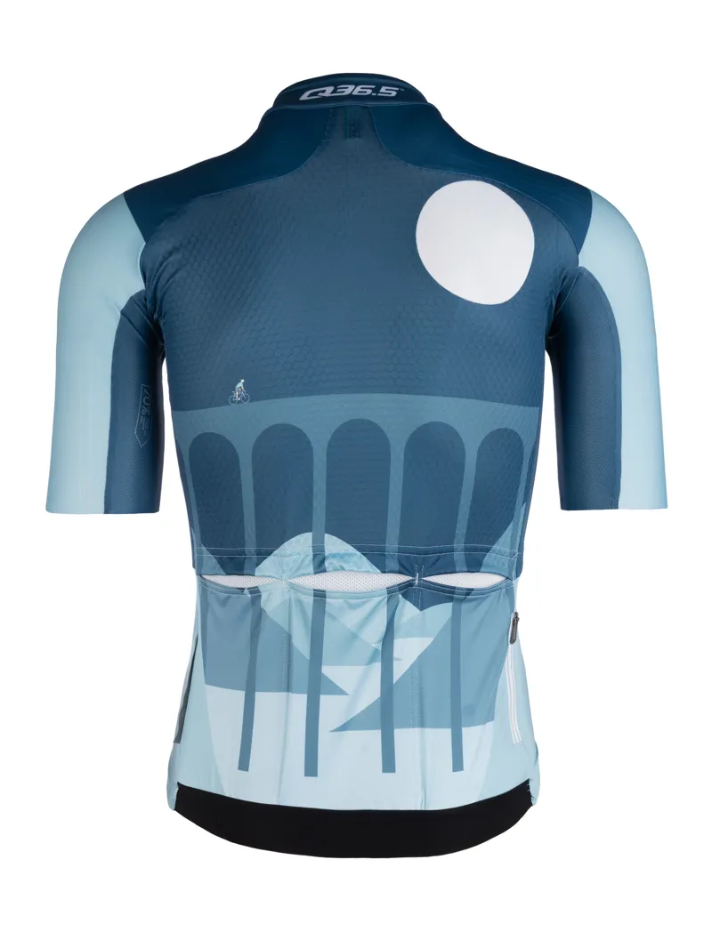 Q36.5 Short Sleeve Cycling Jersey R2 : GLOBE TROTTER in Blue-1