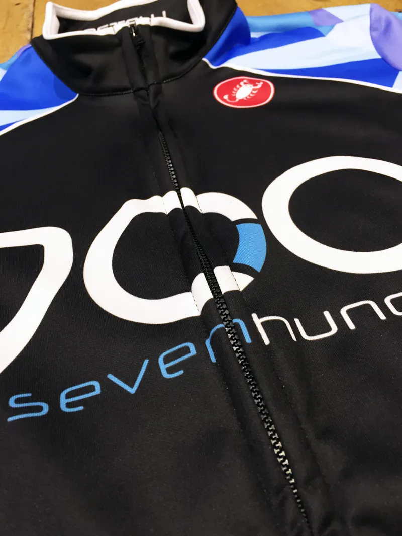 700 Castelli Thermal Long Sleeve Jersey : Black/Blue-4