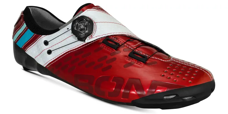 Bont Helix WIDE Heat Moldable Road Cycling Shoe : Shiny Red / White-1