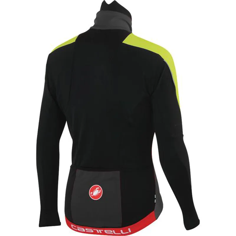 Castelli Transparente Due Wind Jersey FZ (Black / Fluro Yellow)-6