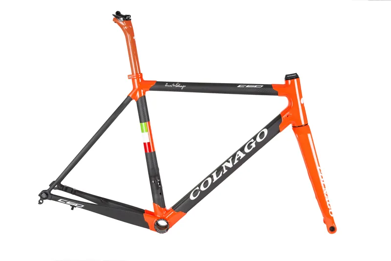 Colnago C60 Italia Dual Routed Frameset : Gloss Orange / Carbon : PLOR-3