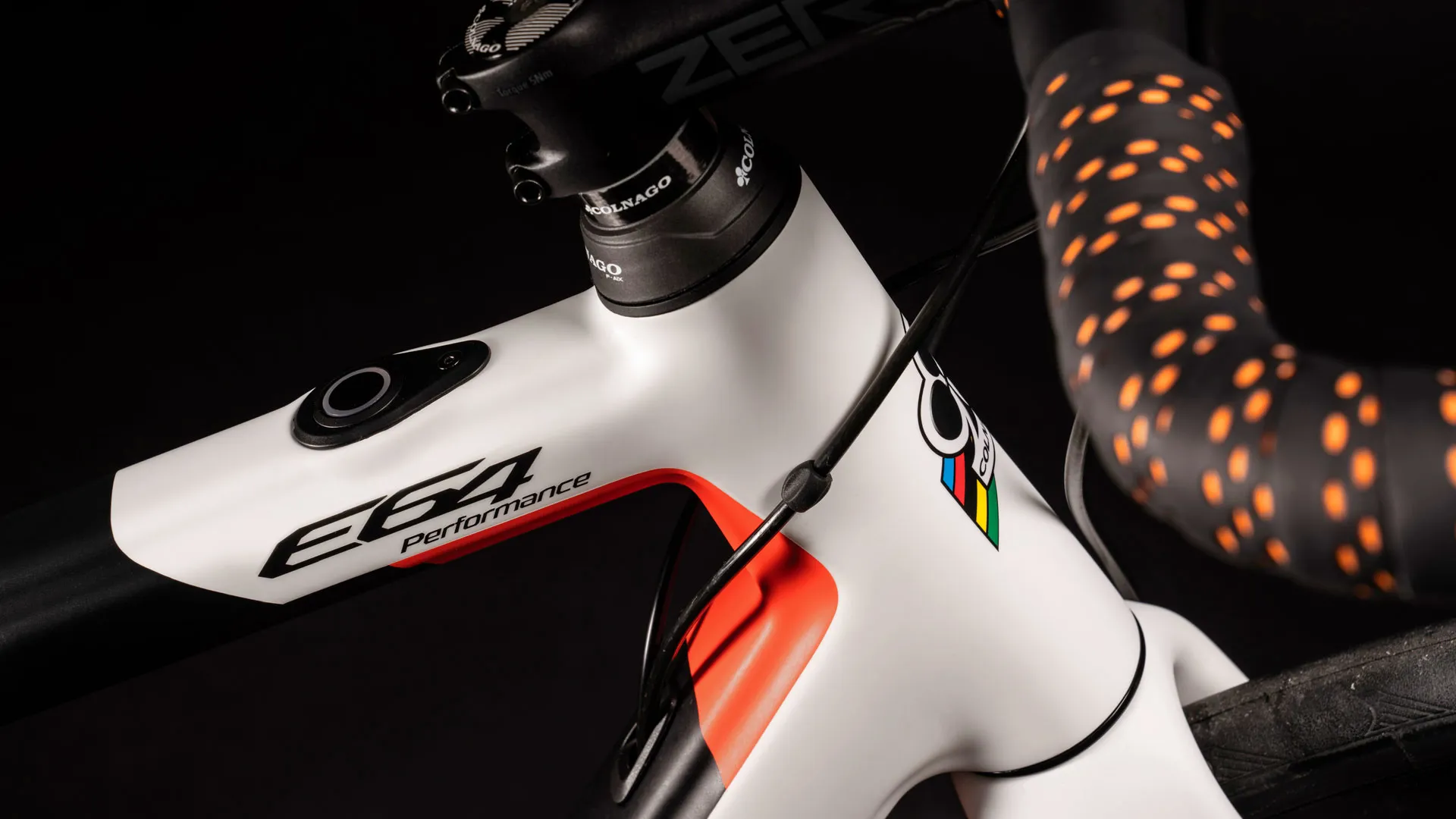 Colnago E64 ULTEGRA Di2 Disc Electric Road Bike in Black White Orange