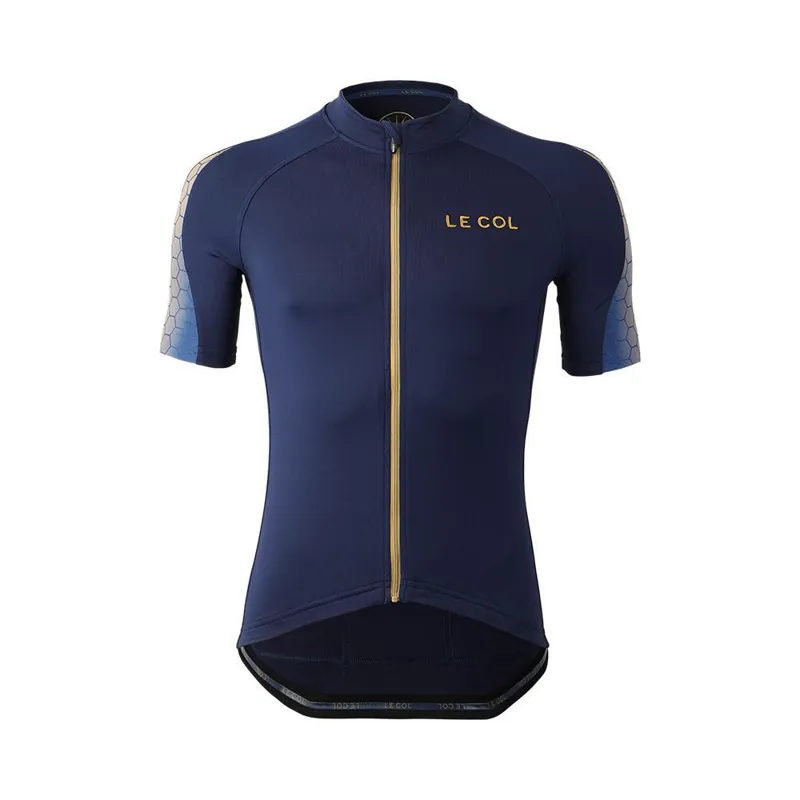 Le Col HC Short Sleeve Jersey : Navy / Gold Hexagon-1