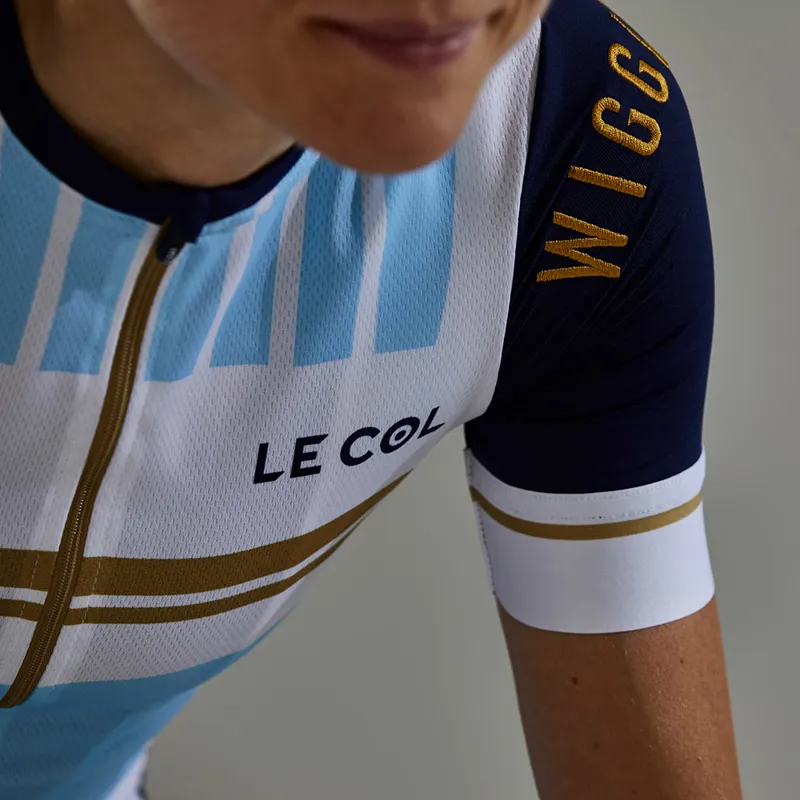 Le Col by Wiggins : WOMENS PRO Cycling Jersey : White / Light Blue-3