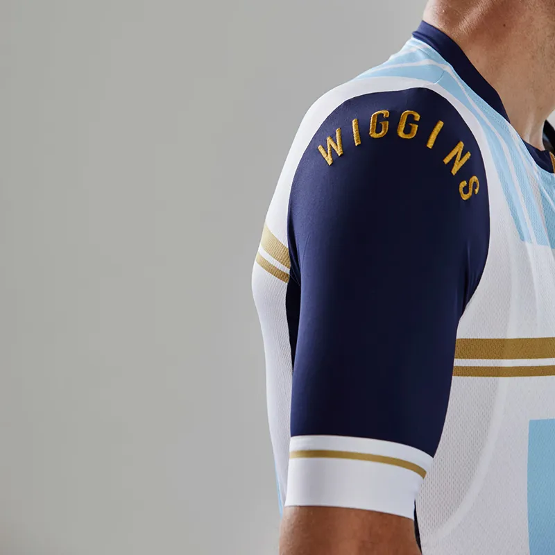 Le Col by Wiggins : PRO Mens Cycling Jersey : White / Light Blue-3