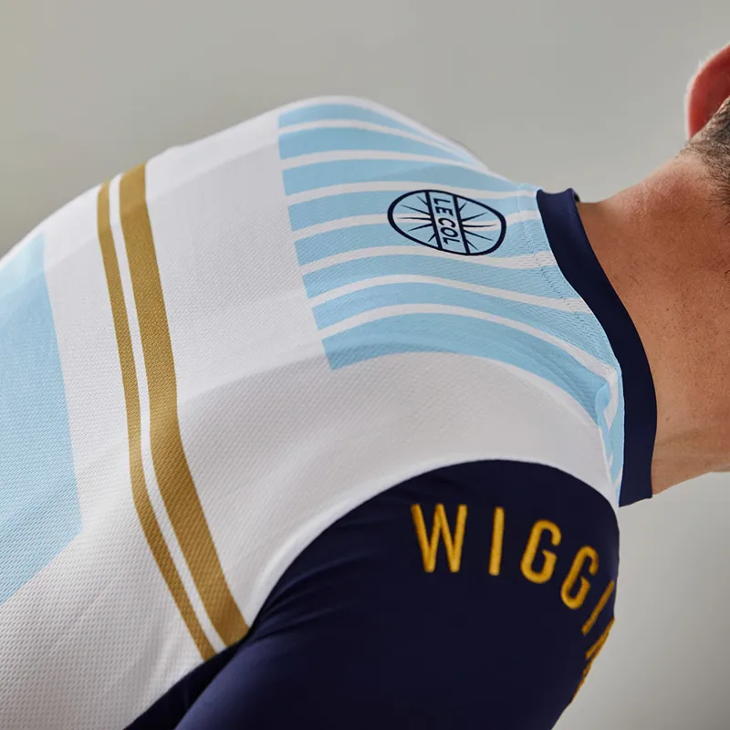 Le Col by Wiggins : PRO Mens Cycling Jersey : White / Light Blue-4