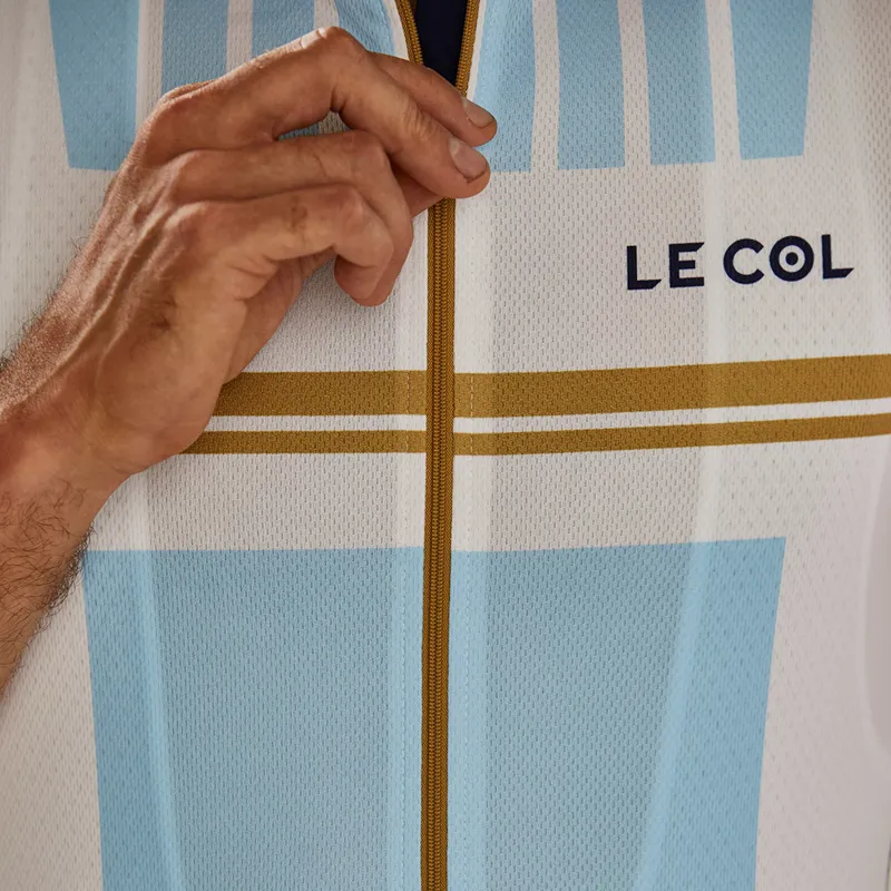 Le Col by Wiggins : PRO Mens Cycling Jersey : White / Light Blue-7