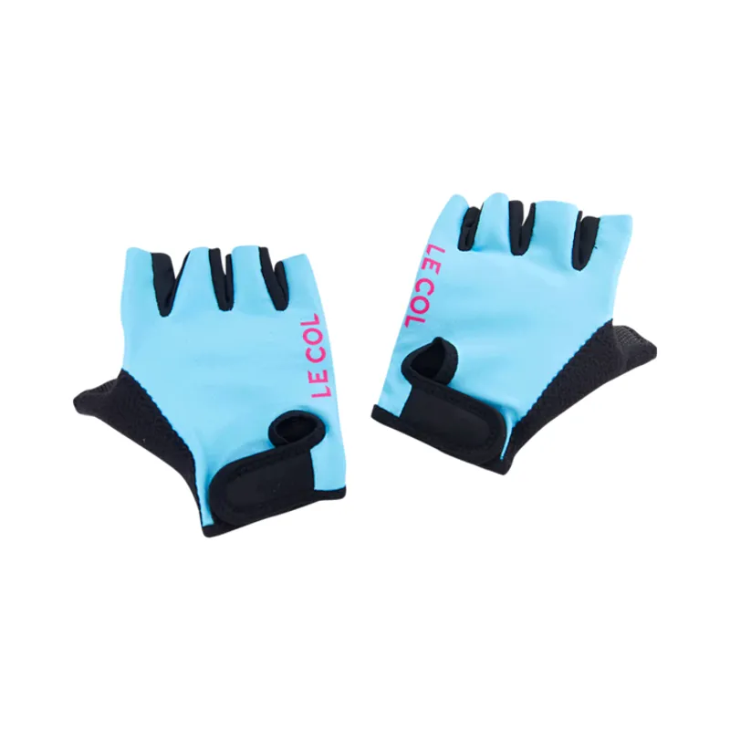 Le Col Womens Short Finger Cycling Mitts : Sky Blue / Pink