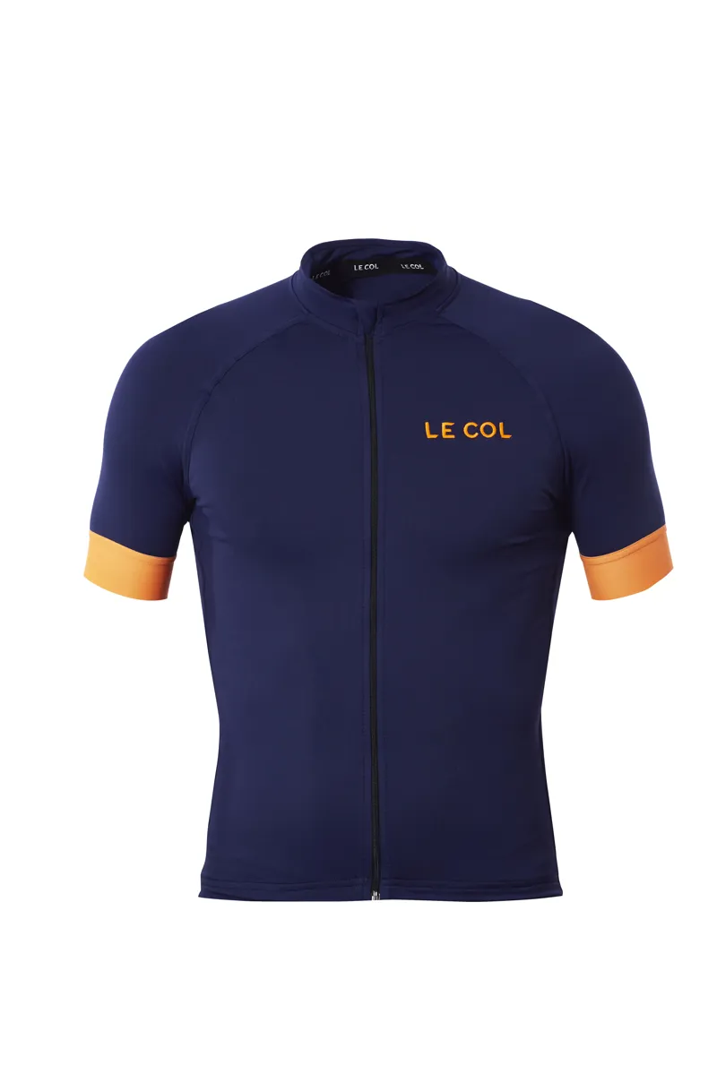 Le Col PRO Mens Short Sleeve Cycling Jersey : Navy / Orange-1