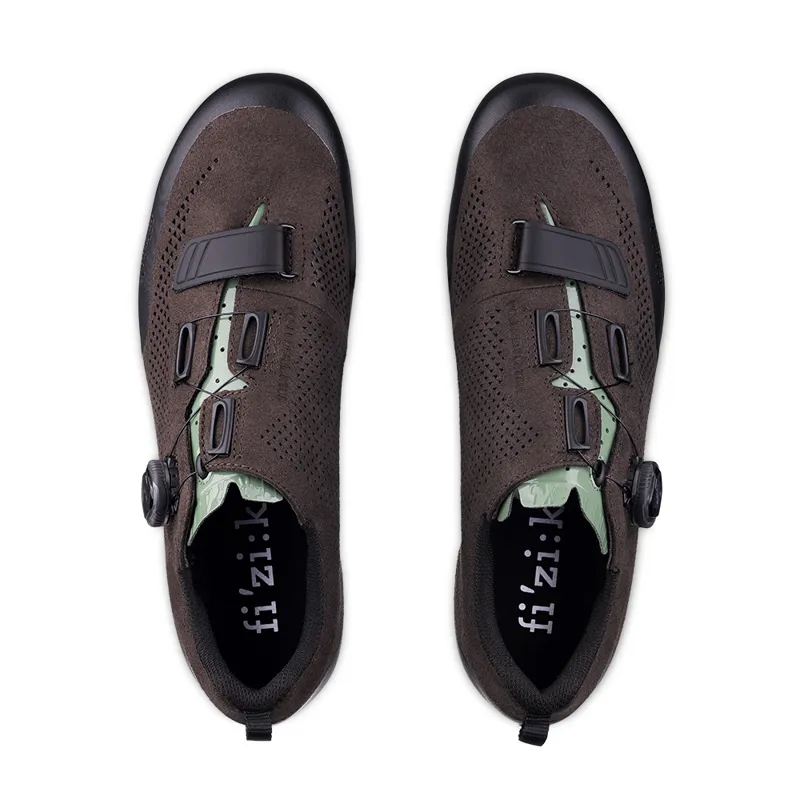 Fizik Terra X5 Micro Suede MTB and Gravel Shoes in Brown - Sage Green-1